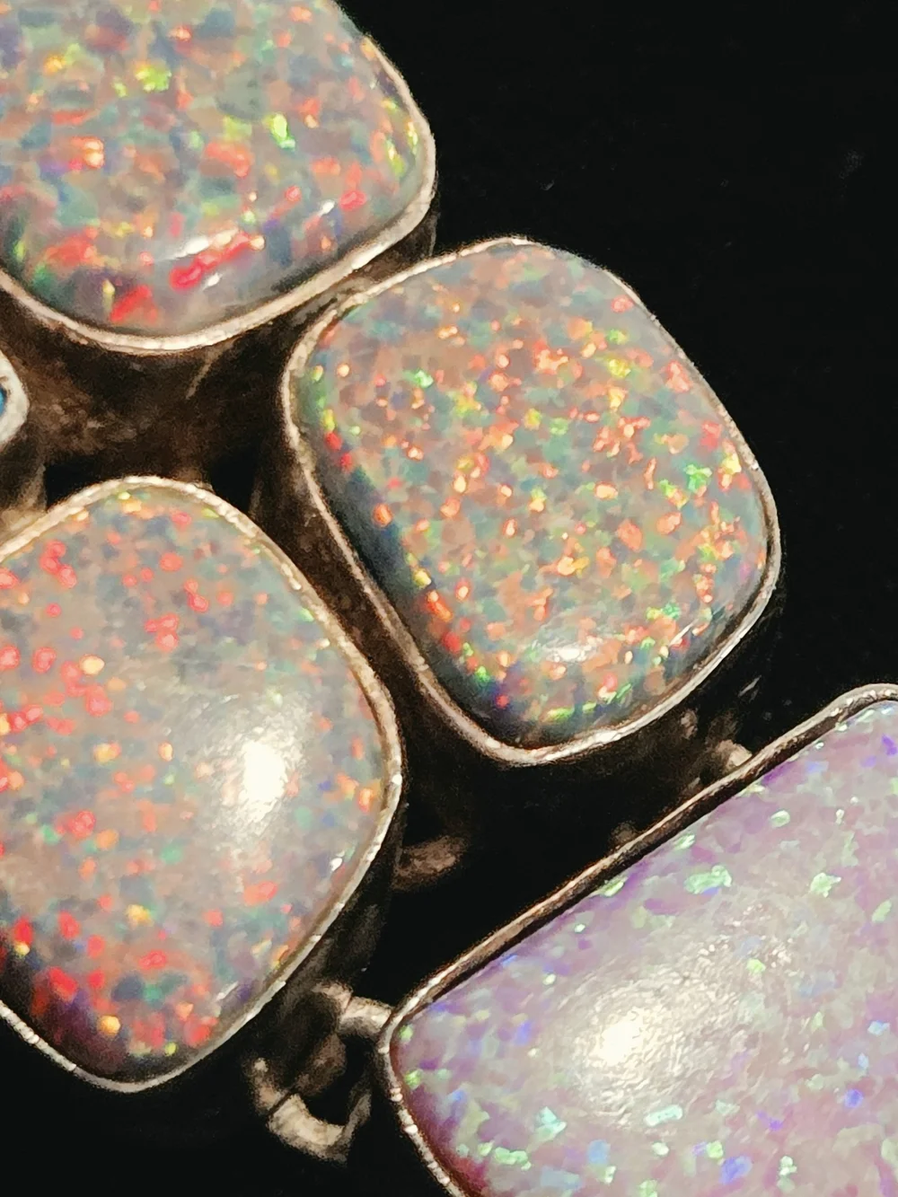 Vintage Artisan Sterling Silver Multicolor Statement Necklace 18